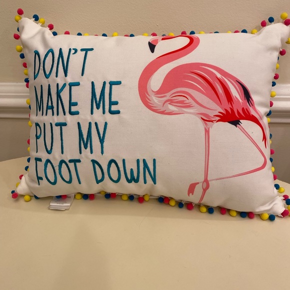 Other - Flamingo Decorative Pillow with Colorful Pom-Poms